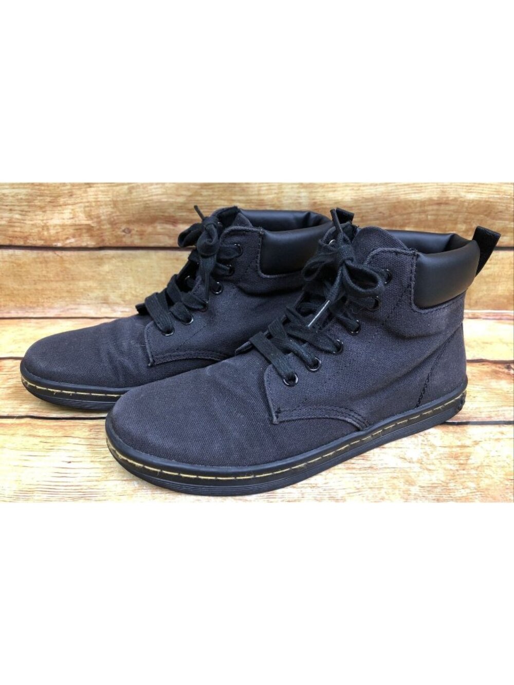 Dr. Martens Womens 7 / 38 Maelly BLACK Canvas Lace Up Ankle Boots Shoes
